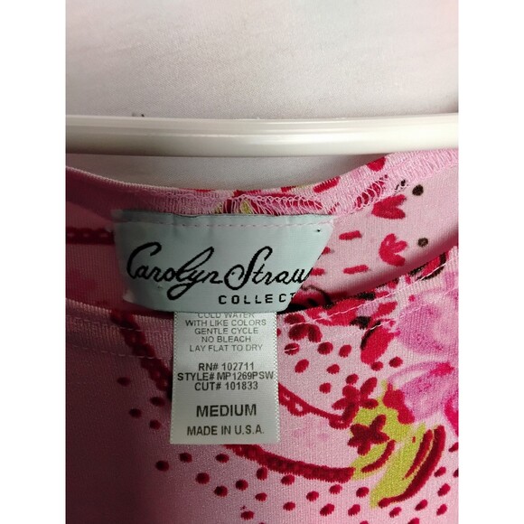 Caroline Strauss Pink And Red Floral Paisley Tank Dress Womans Medium pull on - Picture 2 of 3